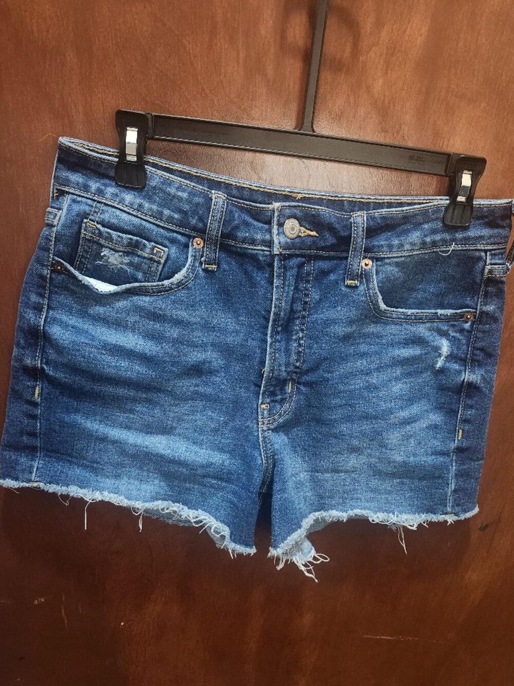 Old Navy Blue Jean Shorts OG Straight High Rise Womens 8 Secret Smooth Pockets